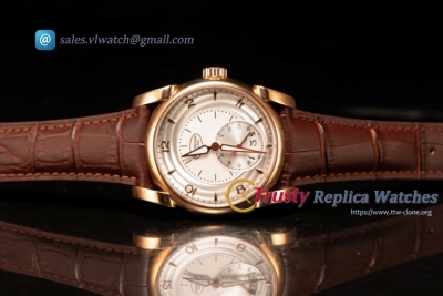 Parmigiani Chronometre Clone Original Movement Rose Gold Case With Calfskin Leather Sliver Dial