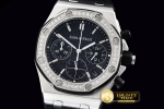 AP0345A - Royal Oak Ladies Chrono SS/RU Diam Bez Black VK Qtz