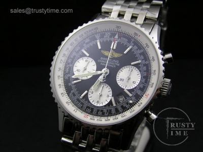 BSW0010 - Breitling Navitimer SS Black SS Band - New Asia 7750