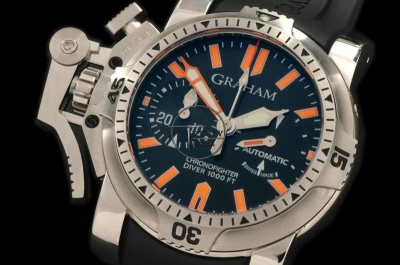 GRA002A - Oversize Diver Chronofighter SS Black - New A7750