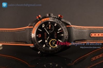 Omega - Seamaster Planet Ocean Master Chronometer Chrono PVD/RU Black Dial Swiss Valjoux 7750 Auto (EF)