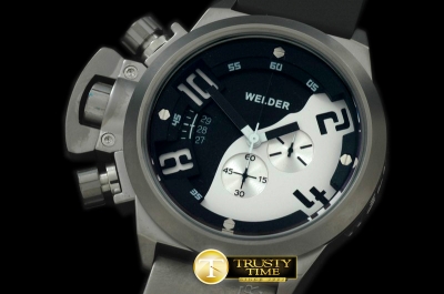 WLD007 - K24 Chronograph SS/RU Black/White Jap Qtz