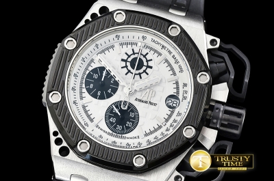 AP0482B - Royal Oak Survivor SS/RU White VK Quartz Chronograph