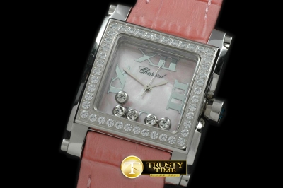 CH069A - Happy Sports Square SS/LE MOP Pink Swiss Quartz