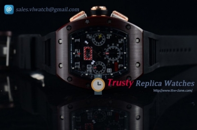 Richard Mille RM 011 Felipe Massa Chrono PVD/RG/Ru Black Swiss Valjoux 7750 Auto