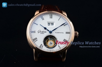 Glashutte - Senator Meissen Tourbillon RG/LE White Dial Swiss Tourbillon  