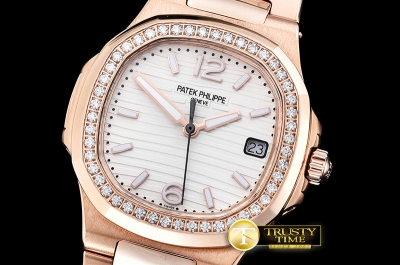 PP0216A - Nautilus 7010 Ladies RG/RG Diams White - Swiss Qtz