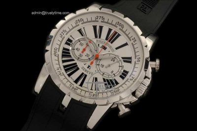 ROG006A - Excalibur Chrono SS/RU White Jap Quartz Chrono