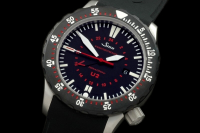 SINN012 - U2 GMT SS/PVD/RU Black Swiss Eta 2836 Ind Adj