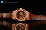 Audemars Piguet Royal Oak Chronograph Swiss Valjoux 7750 Rose Gold Case with Black Leather Strap Brown Dial and Gold Three Subdials 1:1 Original 26331OR.OO.D821CR.01