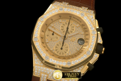 AP0283 - Royal Oak Chrono YG/LE Champagne Gold Bling A-7750