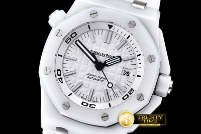 AP0378G - Royal Oak Diver CER/RU White/White JHF A2813 Mod3120