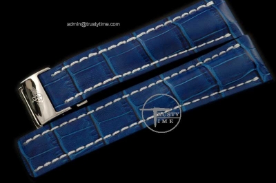 BLACC004A - Leather strap Blue W/Deployant - For 46 - 49mm watch