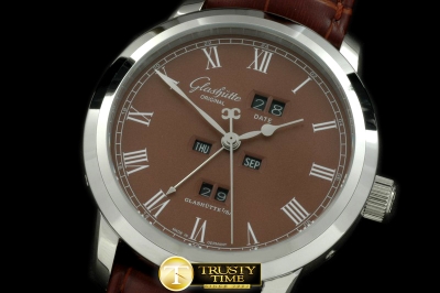 GLA0024D - Senator Perpetual Calendar SS/LE Brown Asian 2813