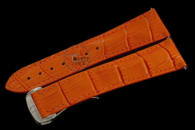 OMGACC003 - Orange Calf leather strap For 45.5mm PO C/W Clasp