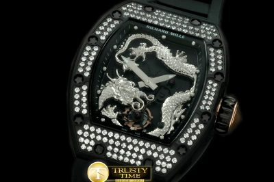 RM047A - Dragon Tourbillon PVD/RU Black/Plat Asian 21J