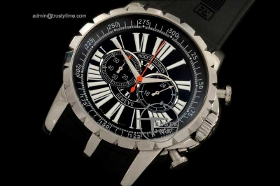 ROG006D - Excalibur Chrono SS/RU Black Jap Quartz Chrono