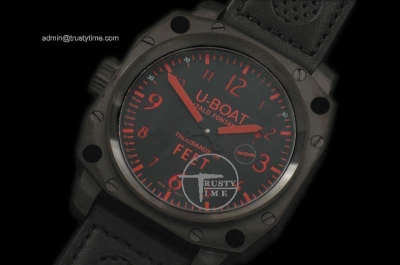 UB011B - UBOAT Thousand Feet PVD Black/Red Perf- Swiss Unitas