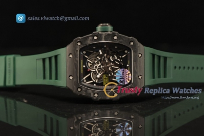 Richard Mille RM35-02 Carbon Fiber With Miyota 9015 Movement 1:1 Clone Green Rubber